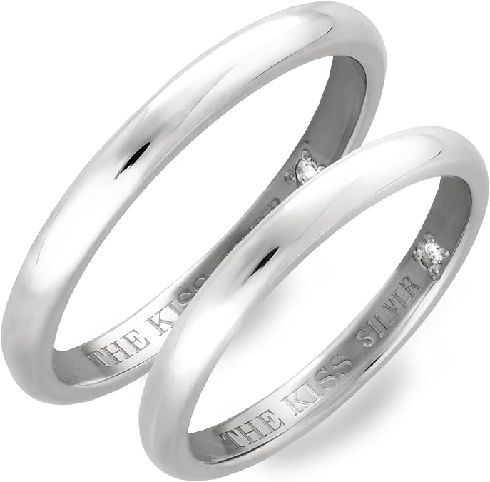 Silver Pair Ring, Set of 2, Jaywell Limited, Simple, Couples Zakisu, Boyfriend, Girlfriend, Matching Pair Look, Present, Birthday, Anniversary, Sterling Silver, Diamond