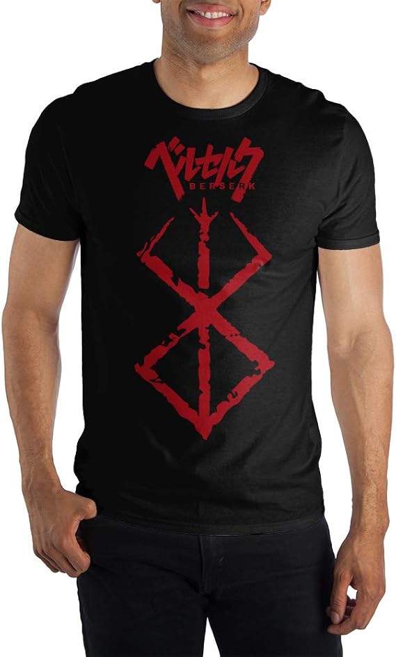 Berserk Brand of Sacrifice Graphic T-Shirt, Red Brushed Storyline, Manga Action Anime Shirt, Black