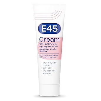 E45 Cream 50 g   Moisturiser for Dry Skin and Sensitive Skin - Emollient Body Cream to Soothe Dry and Irritated Skin - Itchy Skin, Eczema Cream - Perfume-Free Face Cream and Non-Greasy Hand Cream