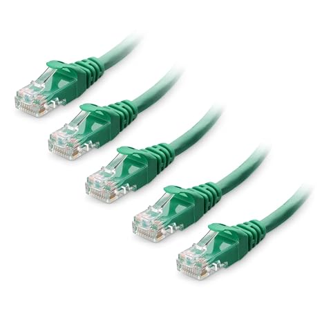 Cable Matters 10Gbps 5-Pack Snagless Cat 6 Ethernet Cable, 1ft, Green