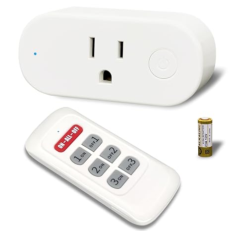 Remote Control Outlet Plug, Remote Light Switch Wireless, Electrical Outlet with Remote, 200ft Range, All On/Off Remote Control, Indoor Use, for Christmas Tree Light/Lamp, Fan, FCC Listed