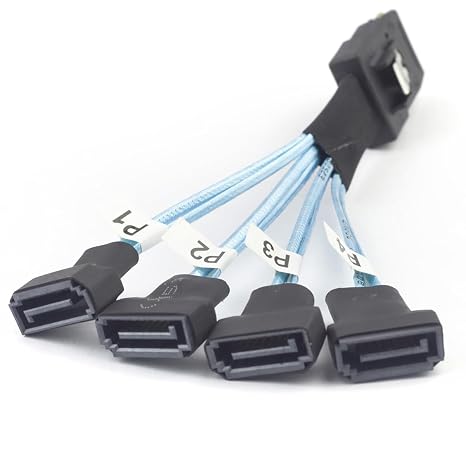 Mini SAS SFF-8087 to 4 SATA 7Pin Male Cable, 12Gbps Internal High-Speed Server Harness, 30AWG (3.93, Inches)