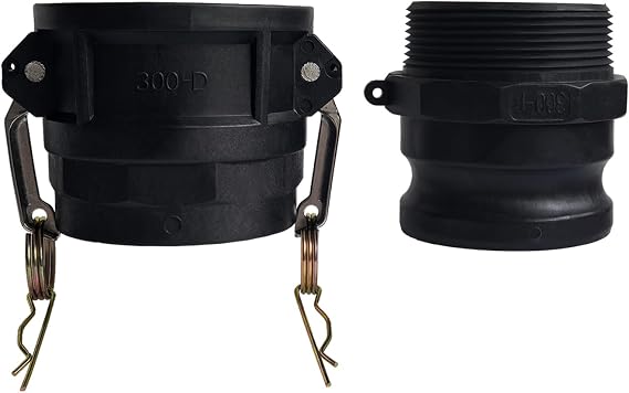 3 Inch Camlock Fittings Type D & F Polypropylene Cam and Groove Hose Fitting Kit with 3" Female & Male Camlock x 3" NPT Female & Male, Cam and Groove Hose Couplings