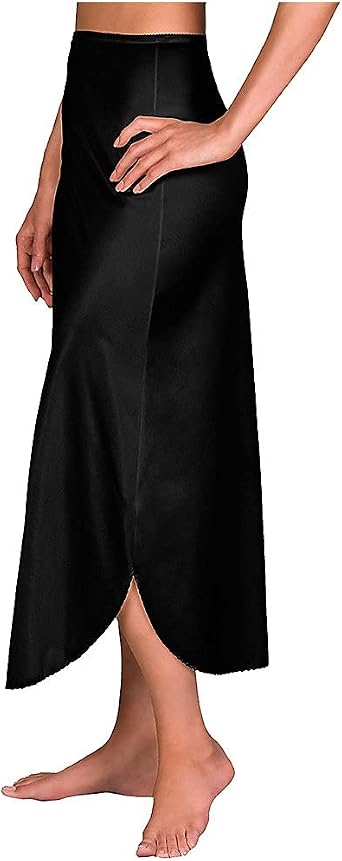 Velrose Shadowline Women's Nylon Essentials Double Slit 1/2 Slip, 2116, Black, S