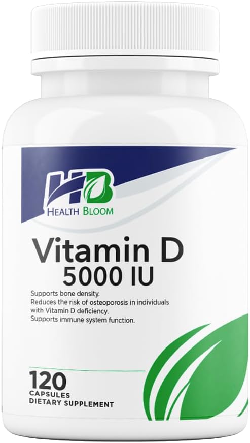 Vitamin D 5000IU | 120 Capsules | Health Bloom | Vitamins and Minerals Capsules |
