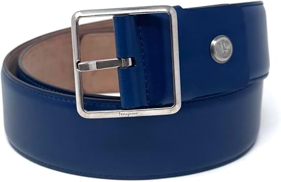 Salvatore Ferragamo Mens Blue Leather Belt