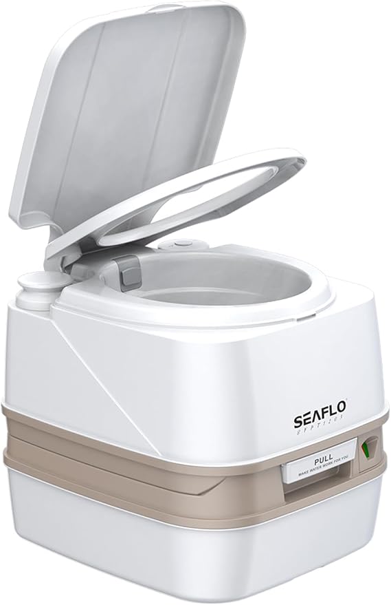 SEAFLO 12L Premium Portable Travel Toilet - 3.2 Gallon Waste Tank, 2.6 Gallon Fresh Water Tank, Manual Flush, Camping RV Travel, Compact Outdoor Emergency Toilet, SFPT-12-03,