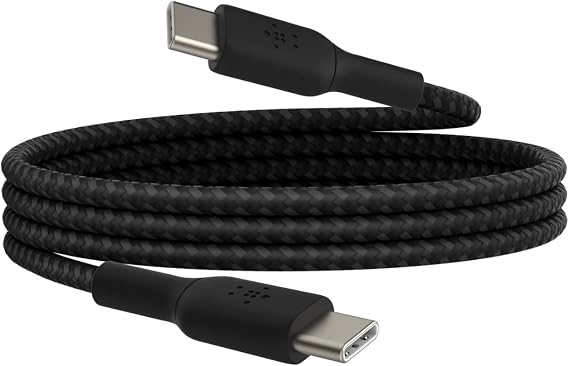Belkin Boost Charge Braided USB-C, Fast Charger, USB-C Charging Cable, Fast Charging for iPhone 16, 15, Samsung Galaxy S24, S23, Pixel, iPad, MacBook, Nintendo and More, 1 Meter, Black
