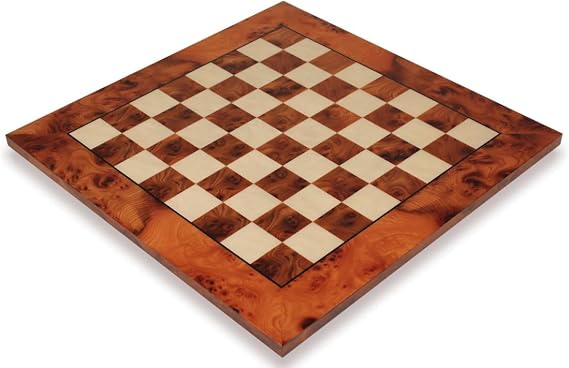 Elm Burl & Erable Chessboard - 2" Squares Wooden Chess Board w/Semi-Gloss Polyurethane Finish - Durable Chess Boards for Adults, Kids - Perfect Wood Chess Board for Ebony Chess Pieces & Other Sets