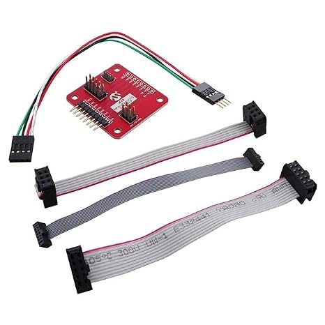 MICROCHIP Technology AVR Programming Adapter, AC31S18A, Red PCB with Ribbon Cables