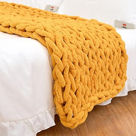 Soft Chunky Knit Throw Blanket for Couch, Cozy Warm Knitted Blankets