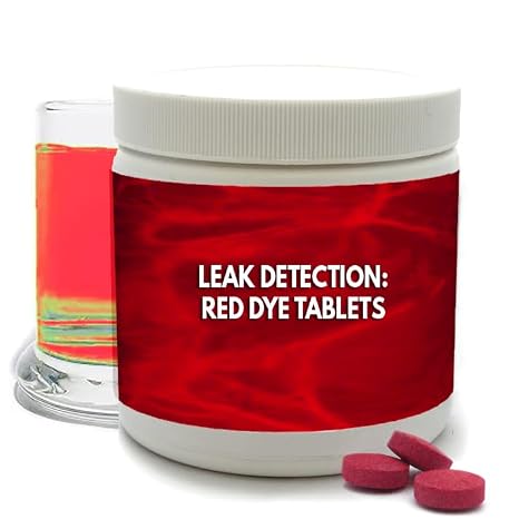 Red Dye Tabs Water Tracer: Fluorescent Visual Tracing Dye Tablets 200 Leak Detection | May be used for visual, ultraviolet* and fluorometric* inspections