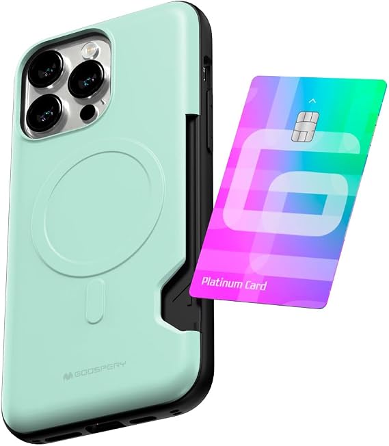 GOOSPERY for iPhone 14 Pro Max Wallet Case [MagSafe Compatible] Card Holder Case, Mag Bumper, Durable Dual Layer Protective Cover - Green