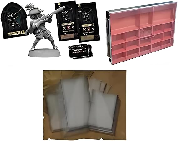 Mythic Games Darkest Dungeon Board Game Accessories Bundle: 2 Musketeer Box (1 Painted and 1 Unpainted), 2 Sets of Heroic Protection from Darkness Sleeves, and Darkest Organizer (5 Items)