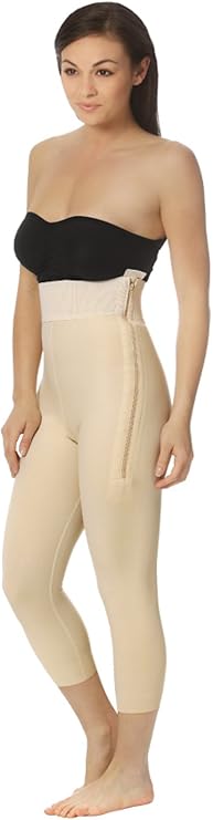 MARENA High-Waisted Stage 1 Compression Girdle with Mid-Calf Length Legs, Black, Size 2XS