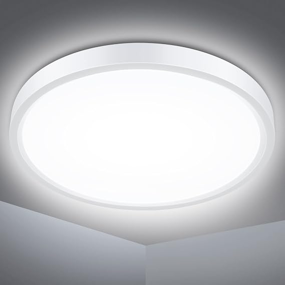 Defurhome Bathroom Ceiling Light Ø22CM 18W 1500LM,100W Equivalent,5000K Daylight White, Waterproof IP54,Dome,Modern,Flush Ceiling Light for Kitchen,Toilet,Porch,Bedroom,Utility Room(White) [Energy Class F]