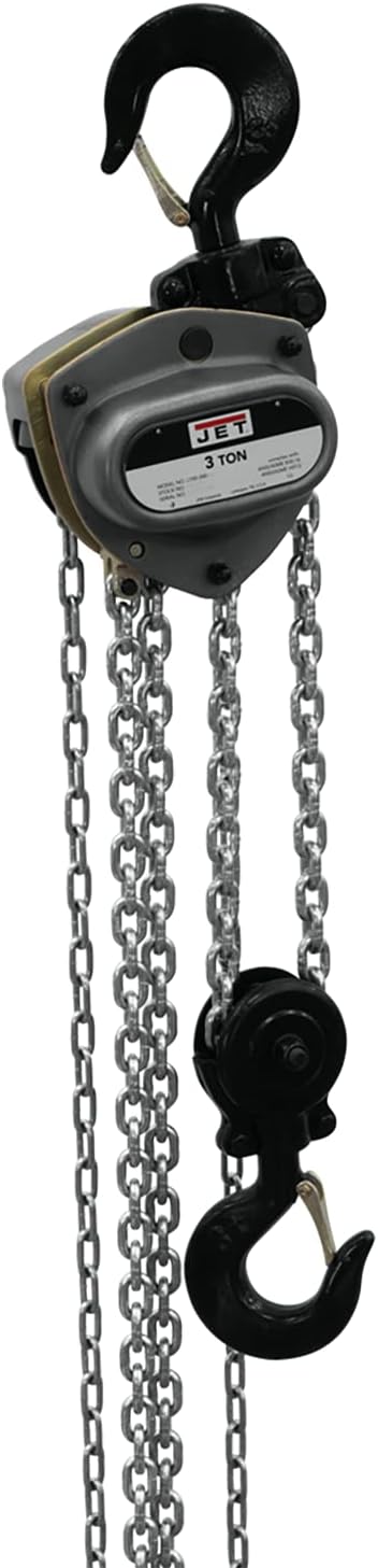 JET 3-Ton Hand Chain Hoist, 10' Lift, Overload Protection (L-100-300WO-10)