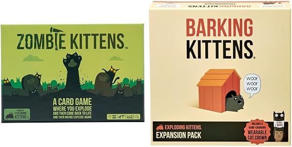 Zombie Kittens & Barking Kittens Expansion Pack by - Card Games for Adults Teens & Kids - Fun Family Games - A Russian Roulette Card Game