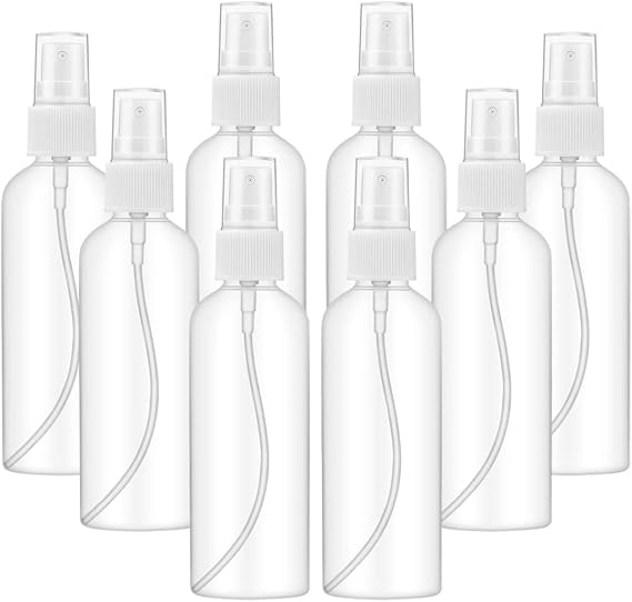 8 Adet Sprey Şişesi, 100 ml, Küçük Boş Püskürtücü, İnce Sis - Plastik Şeffaf