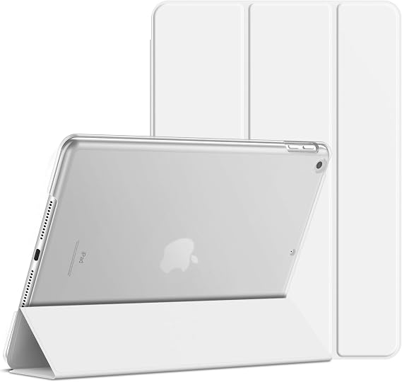 JETech Case for iPad 9th/8th/7th Gen 10.2", White | Cover Slim Translucent Back Design, Tri-Fold Stand, Auto Wake/Sleep, Lightweight Shockproof Protection