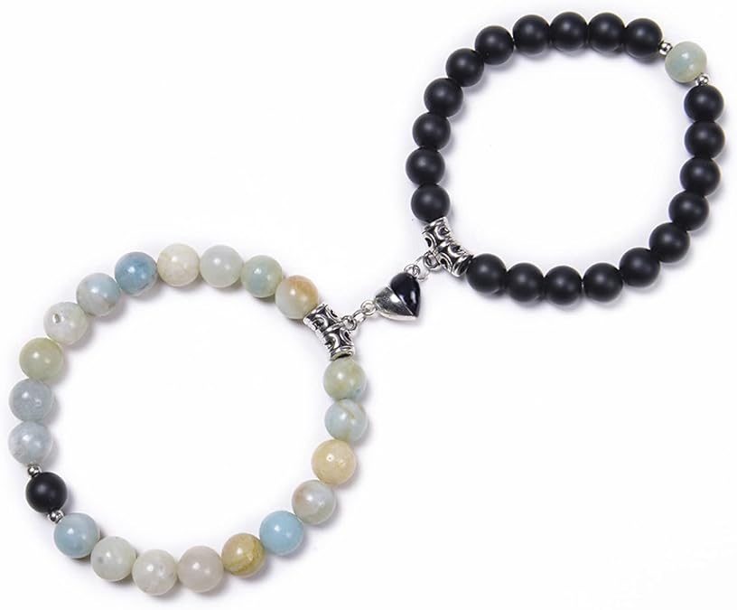 Magnetic Couple Bracelets Relationship Distance Bracelet Heart Energy Stone Beads Gemstone Beaded Agate Bracelet Matching Bracelets For Couples Friendship Best Friend Boyfriend And Girlfriend