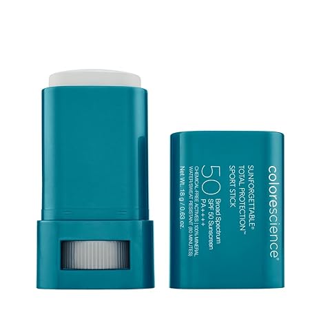 Colorescience Sunforgettable Total Protection Sport Stick SPF 50, Mineral, Broad Spectrum, Water/Sweat Resistant, Reef Safe, Hypoallergenic,