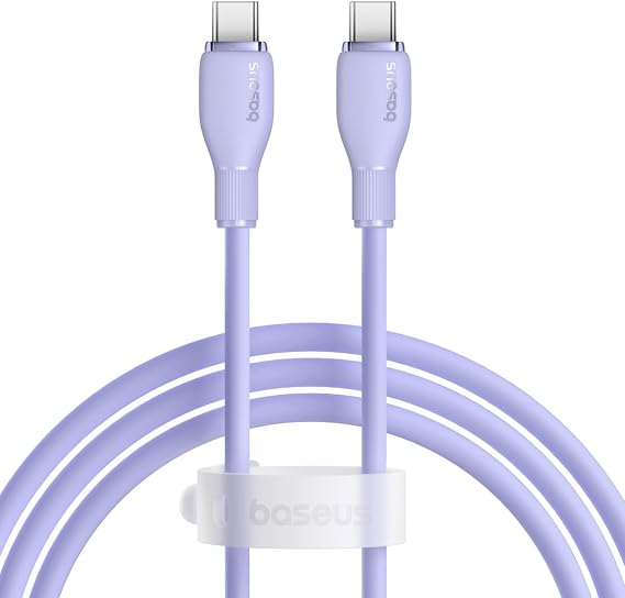 Type-C to Type-C Cable 100W with Baseus Pudding Fast Charging Feature, 1.2 Meters, Purple