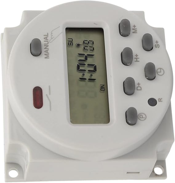 Mini Programmable Timer Switch, 1 Second to 168 Hours, Electronic Automatic Time Control Device, 5V 12V 24V 110V 220V, Digital Wall/Panel Mount Timer(12VDC)