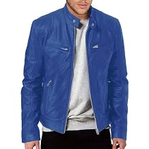 Men's Multi Pocket Pu Leather Jacket Stand Collar Zipper Cardigan Motorcycle Bomberjackets Zip Up Biker Outwear