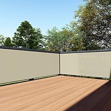 TANG 3' x 25' Beige Balcony Privacy Screen Fence 200GSM Heavy Duty Windscreen for Apartment Porch Deck Outdoor Patio Backyard Patio Balcony UV-Proof