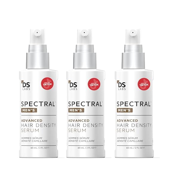 DS Labs Spectral Men's Hair Density Serum for Thinning Hair, 60 mL (3 Pack) | Powered by Nanoxidil, caffeine & azelaic acid in a lightweight, fast-absorbing serum for fuller-looking hair.