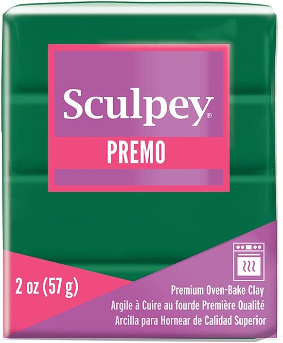 Sculpey Premo™ Polimer Fırın-Bake Clay, Orman Yeşili, Zehirsiz, 56 ml bar, Takı yapımı, tatil, DIY, karışık teknik ve ev dekorasyonu projeleri için idealdir.