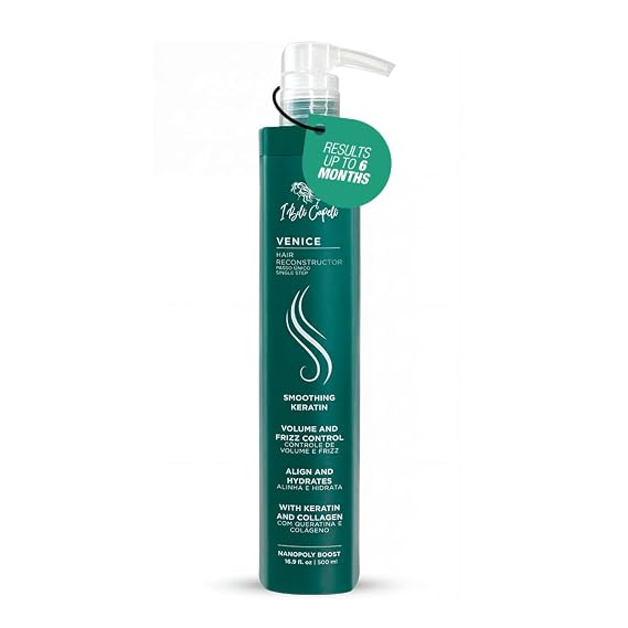 I Belli Capelli Venice Hair Reconstructor, Organic Keratin Hair Treatment Straightening in 1 Step- Formaldehyde Free, Keratina Organica, Keratina Para Alisar El Pelo Sin Formol (16.9 Fl Oz/ 500 ml)