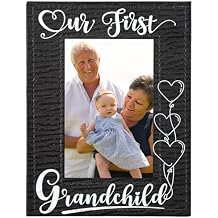 FLYAB First Time Grandparents Picture Frame - Our First Grandchild Leather Photoframe for New Grandparent Christmas Gifts for First Time Grandma Picture Frame Grandparents' Day Gifts