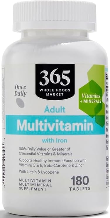 365 by Whole Foods Market, Adult Multivitamin with Iron, 17 Essential Vitamins and Minerals, 180 Tablets