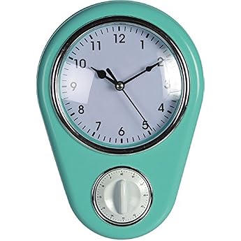 OOTB Wanduhr »Kitchen« Retro 50er Jahre Design mit Kurzzeitwecker (Türkis)