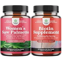 Bundle of Extra Strength Saw Palmetto for Women with Maca Root & Biotin for Stronger Healthier Looking Hair and Potent Biotin Promotes Hair Growth Prevents Hair Loss - Introduces Better Skin Nails