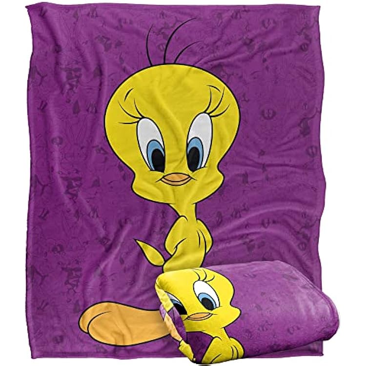 Looney Tunes Blanket, 50x60, Tweety Bird Character Silky Touch Super Soft Throw
