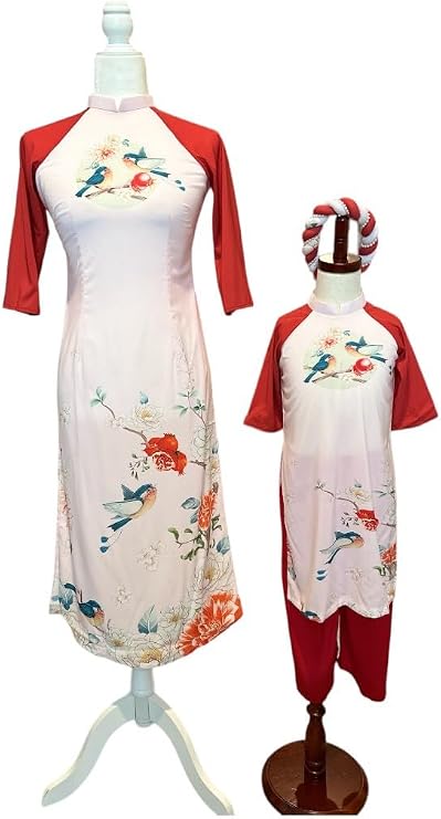 D3 Mother Daughter matching Ao dai Vietnam No pants Vietnamese Traditional Ao Dai For Women, Ao Dai For Women, Vietnamese Dress For Women, Ao Dai Dress For Women ao dai Tet Lunar New Year