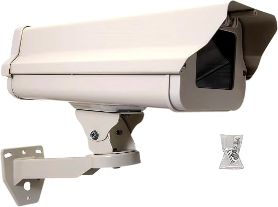 2Part in Set Aluminum Weatherproof CCTV Camera Housing with Adjustable Mount Bracket - Heavy Duty Indoor/Outdoor Security Surveillance Box with Lockable Lid & Glass Lens