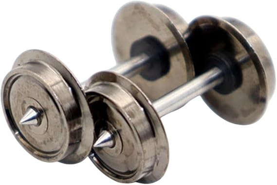kowaku 2X Metal Wheels Hobby Train Accessory Replacement Modification Metal Axles HO Scale Wheel for 1:87 Model Train DIY Modified