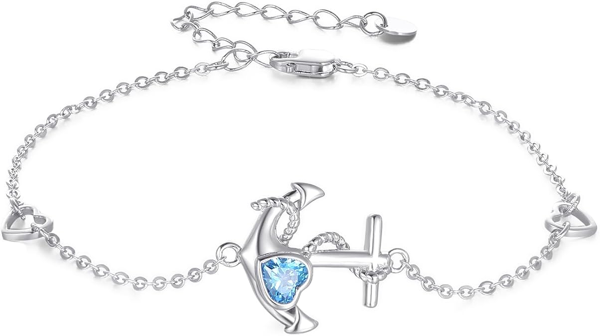 Anchor Bracelets/Ankle Bracelet Adjustable for Women Nautical Sailor Chains Sea Jewelry Birthday for Mother Best Friend