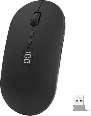 MAGIC-REFINER X1 Wireless Computer Mouse for Laptop with Battery Level Visible, 2.4G Portable Ultra Slim USB Mouse, Silent Click 1600 DPI for WindowsMacPCOffice