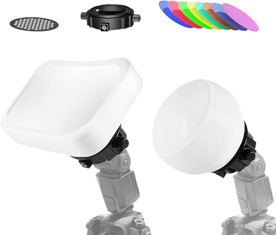 Photography Lighting Flash Diffuser Set, LENSGO Professional Flash Kit Flash Diffuser Modifier Bundle Diffusion Dome for All Square and Round Head Lights for Superior Light Control(D235)