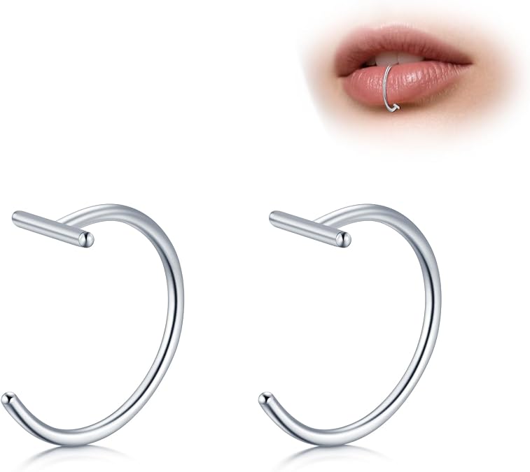 D.Bella Fake Nose Lip Ring Faux Clip on No Pierced Non Piercing Helix Cartilage Earring Ear Cuff Faux Body Piercing Jewelry for Women Men