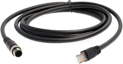 HangTon Ethernet Cable M12 D-Code 4 Pin to RJ45 Cat6, Shielded Waterproof Flexible Network Cable for Fieldbus PLC Vison Sensor 1m