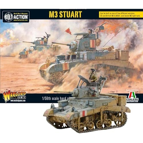 Wargames Delivered - Warlord Games Bolt Action M3 Stuart Allied Light Tank 1:56 WWII Military Wargaming Plastic Model Kit