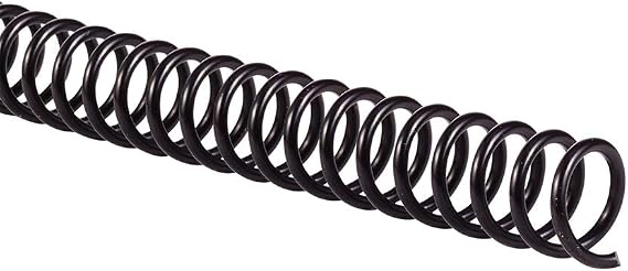 GBC Binding Spines / Spirals / Coils, 12mm, 90 Sheet Capacity, 4:1 Pitch, Color Coil, Black, 100 Pack (9665040)