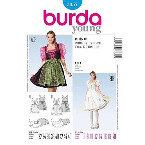 Burda Sewing pattern, 7057 - Folklore Dress, Young