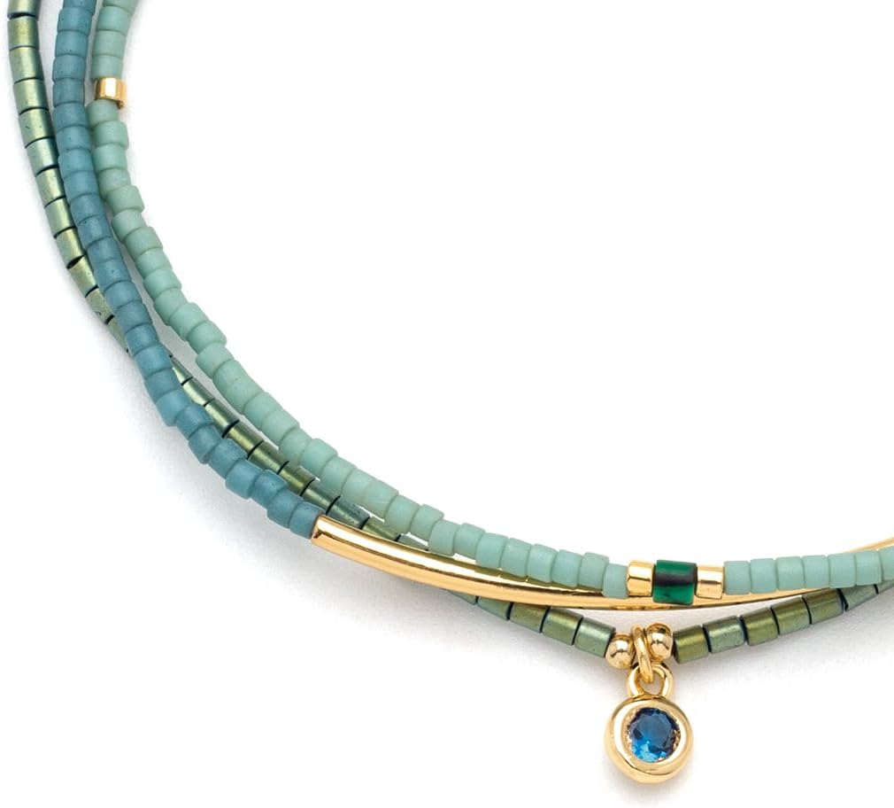 Scout Curated Wears - Tonal Chromacolor Miyuki Bracelet Trio - TurquoiseGold